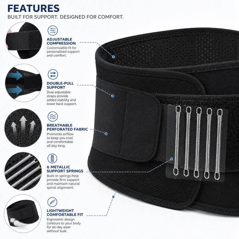 Adjustable Waist Support Belt for Daily Stability – Compression Back