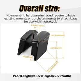 ECOTRIC 5'' Extended Stretched Saddlebags Compatible with Harley Touring Road King Street Glide Electra Glide Ultra-Classic Motorcycle Saddlebags 14-24