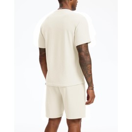 H Hellisal Mens Short Sets 2 Piece Outfits Fashion Summer Tracksuits Casual Set Short Sleeve and Shorts Set for Men