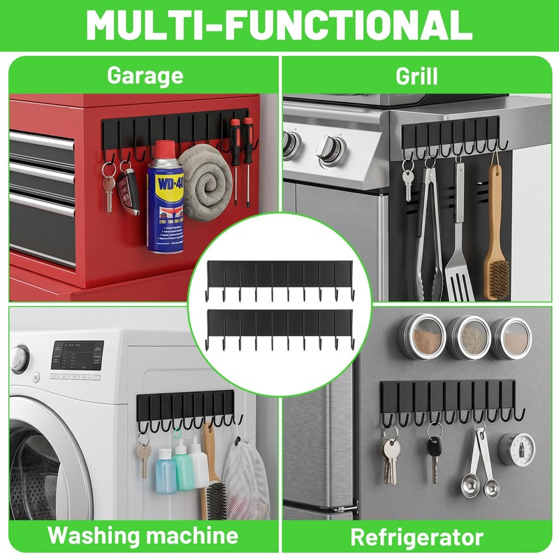 6 Pcs Magnetic Key Holder for Fridge with 10 Hooks,