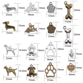 SUNNYCLUE 64 Pieces Dog Charm Animal Pet Dog Paw Prints Bone Charm Pendant Mixed Colour DIY Jewellery Making Bracelets Necklace Lead Free & Nickel Free