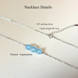 Aquamarine Necklace Stocking Stuffers for Women Dainty 925 Sterling Silver Blue Aquamarine Jewelry Choker Necklace March Birthstone Crystal Gemstone Necklace for Women