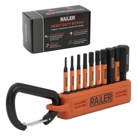 Hex Bit Set - Railer 2 Inch Impact Driver 10pc Metric Hex Bit Set With A Bit Holder & Carabiner. Premium S2 Steel, Ideal For Furniture Screws (Orange Bitrail)