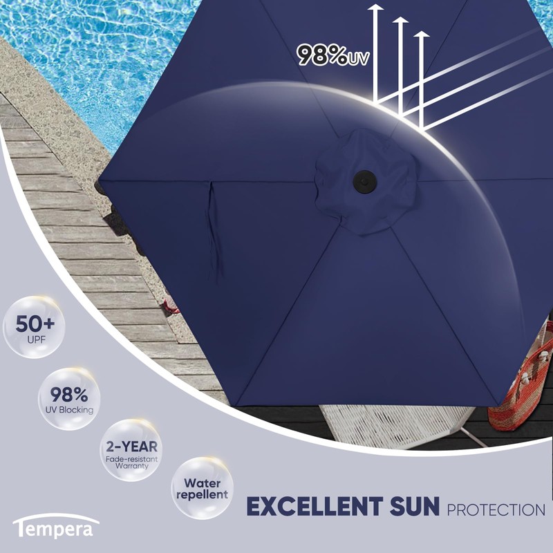 Tempera 10ft Patio Market Outdoor Table Umbrella with Push Button