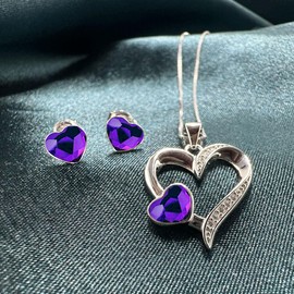 MŚ 1997 MENNICA ŚWIDNICKA High-quality elegant women's jewellery set: with heart love and beauty, zirconia crystals, zirconia and crystal accents, Silver, Crystal