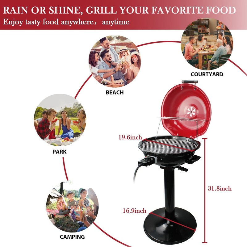 Electric Grill, Techwood Indoor/Outdoor Electric BBQ Grill, 1600W Portable Removable