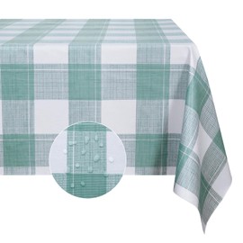 Romanstile Rectangle Plastic Tablecloth, 100% Waterproof Oil-Proof Checkered PVC Table Cloth, Heavy Duty Vinyl Table Cover for Dining, Camping, Picnic, Outdoor - 54 x 78 Inch, Sage Green Checkered