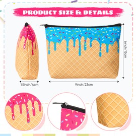 Singhoow 12 Pcs Ice Cream Drip Softball Makeup Bags Canvas Zipper Cosmetic Pouch Softball Baseball Team Gifts for Women Players Coaches Baseball Football Sports Lovers Birthday Gifts