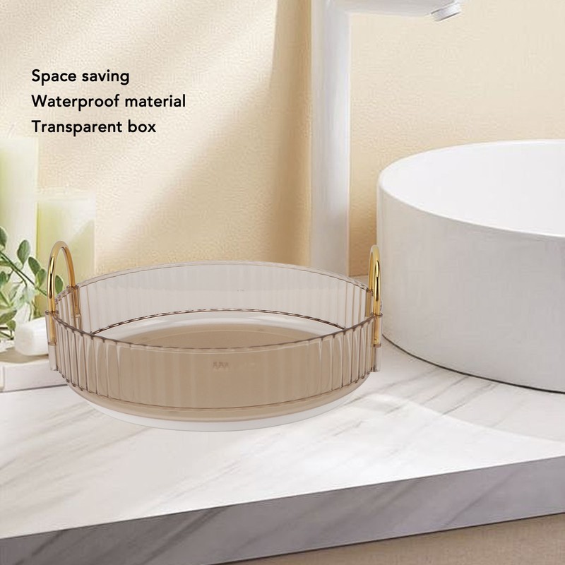 Round Storage Tray 360 Degree Rotating Waterproof Clear Desktop Organizer