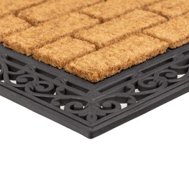 NoTrax, Brick Design, Rubber-Backed Natural Coir Doormat, Entry Mat for Indoor or Outdoor Use, 24"x36", C04 (C04S2436BK)