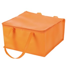 sourcing map Insulated Reusable Grocery Bags with Zippers, Collapsible Cooler Bags Washable Food Shopping Bags for Hot/Cold Food Groceries Travel Beach (Orange, 15.7"x15.7"x8.7")