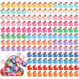 ROMROC 160PCS Christmas Duck Mini Ducks Christmas Décor Miniature Figures Fairy Garden Aquarium Ornament Dollhouse Decoration DIY Slime Kit Birthday Party Hide and Seek Prank(16 Colors)