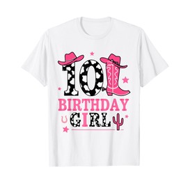 Girls 10th Birthday Kids Cowgirl Birthday Decor Party T-Shirt