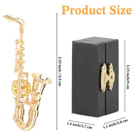 EASTROCK Saxophone Pin, 2.6inch Gold-Plated Alto Saxophone Lapel Pin, Miniature Instrument Brooch Pin with Black Leather Case, Saxophone Gifts