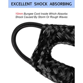 2PCS Dock Lines 3FT Premium Bungee Boat Lines Boat Accessories (Black, 3Feet)