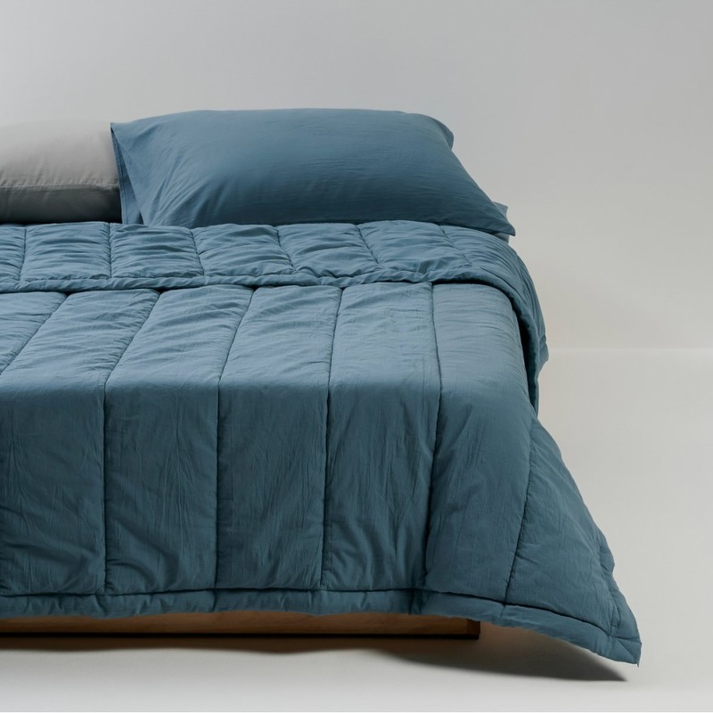 jaju [JAJU] Cotton Washed Pigment Quilted Blanket_SS_Teal Blue