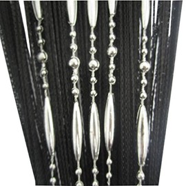 Tangpan 100cmx200cm Decorative String Dew Drop Beadeds Door Curtain Room Divider Window Fly ScreenColor Black