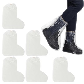 Waterproof Shoe Covers, 6 Pairs of Overshoes, Waterproof, Transparent Rain Shoe Covers, Ideal for Rain, Gardening and Travel, Size 39 x 30 cm, Adapts to Most Shoe Sizes