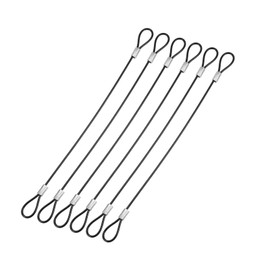 YOKIVE 6 Pcs Safety Cable Locks, Stainless Steel Security Wire Rope with Double Loops | Great for Outdoor, Luggage Locks (Black, 8-Inch)