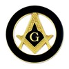 Square & Compass Round Masonic Auto Emblem - [Black &