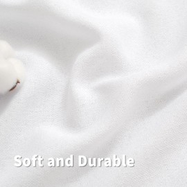 BGment Short White Linen Curtains 45 Inch Length for Kitchen, Rod Pocket Small Window Drapes Light Filtering for Bathroom Bedroom Ring Clips Decorative, 34 Inch Wide Each Panel