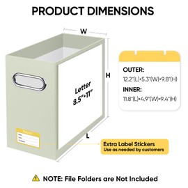 BALEINE File Organizer Box, Cardboard File Folder Organizer with Handle for Letter Size, Portable Collapsible Hanging Filing Box for Home Office Document Storage (2 Pack, Beige)