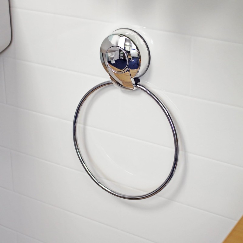 Showerdrape Black Suction Cup Towel Ring Wall mounted Towel Holders