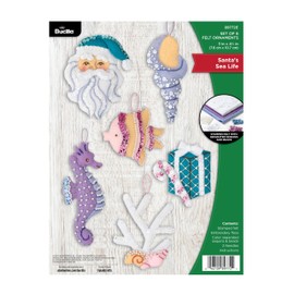 Bucilla, Santa's Sea Life, Perfect for DIY Arts and Crafts Projects Felt Applique 6 Piece Ornament Making Kit, 89772E