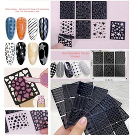 MOLILON Airbrush Stencils for Nails Air Brush Nail Stickers Decals Printing Templates Stencil Tool Moon Star Heart Butterfly Hollow Nail Art Stickers for Nail Design (144 Designs, 24 Sheets)