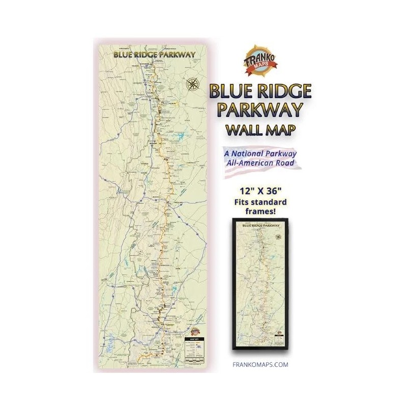 Franko Maps Blue Ridge Parkway Wall Map