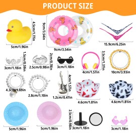 2PCS Car Duck Decoration Squeaky Rubber Duck Cowboy Dashboard Duck Sunglasses Donut Guitar Crown Car Office Bedroom Decor