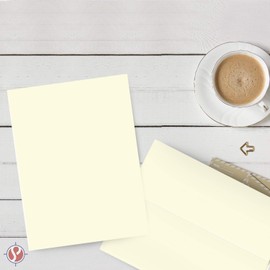A6 Blank Cream/Natural/Off White Blank Flat Note Cards with Envelopes | 4.5 x 6 Inches | Heavyweight 80lb (216gsm) Card Stock | 50 per Pack