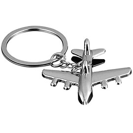 Reizteko Polished Silver Aircraft Airplane Model Metal Keychain Key Chain Ring Keyfob Keyring(Airplane)