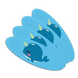 Cute Kawaii Baby Narwhal Double-Sided Oval Nail File Emery Board Set 4 Pack