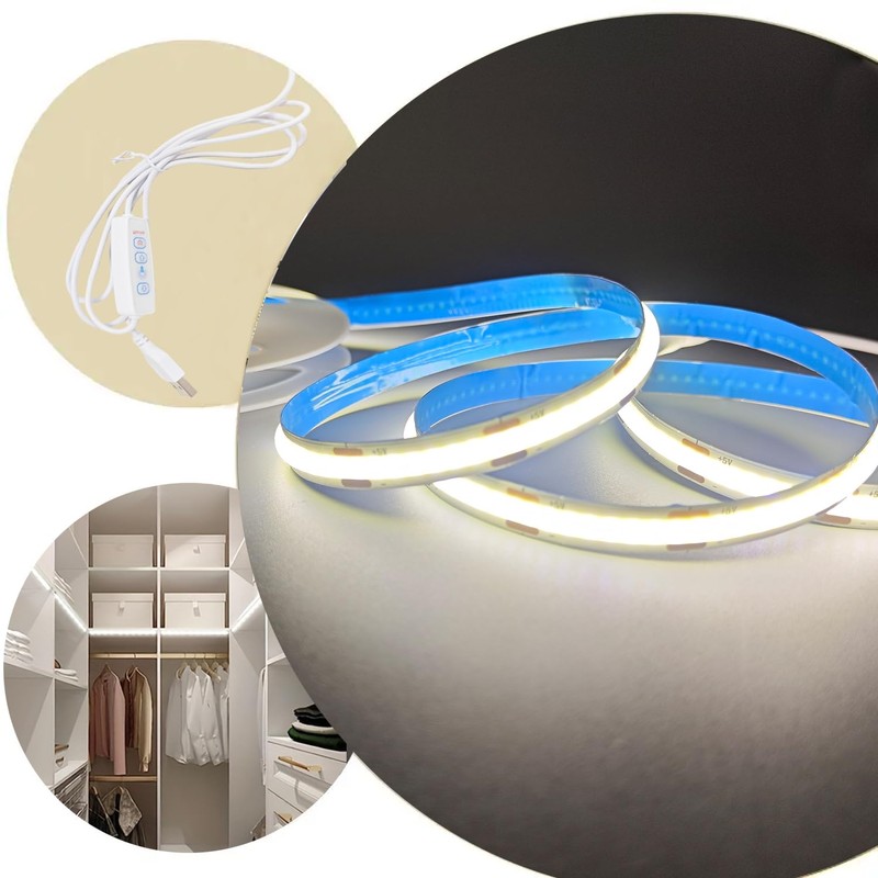 ZSLAIFU USB Light Strip 5V COB Flexible Strip Light LED