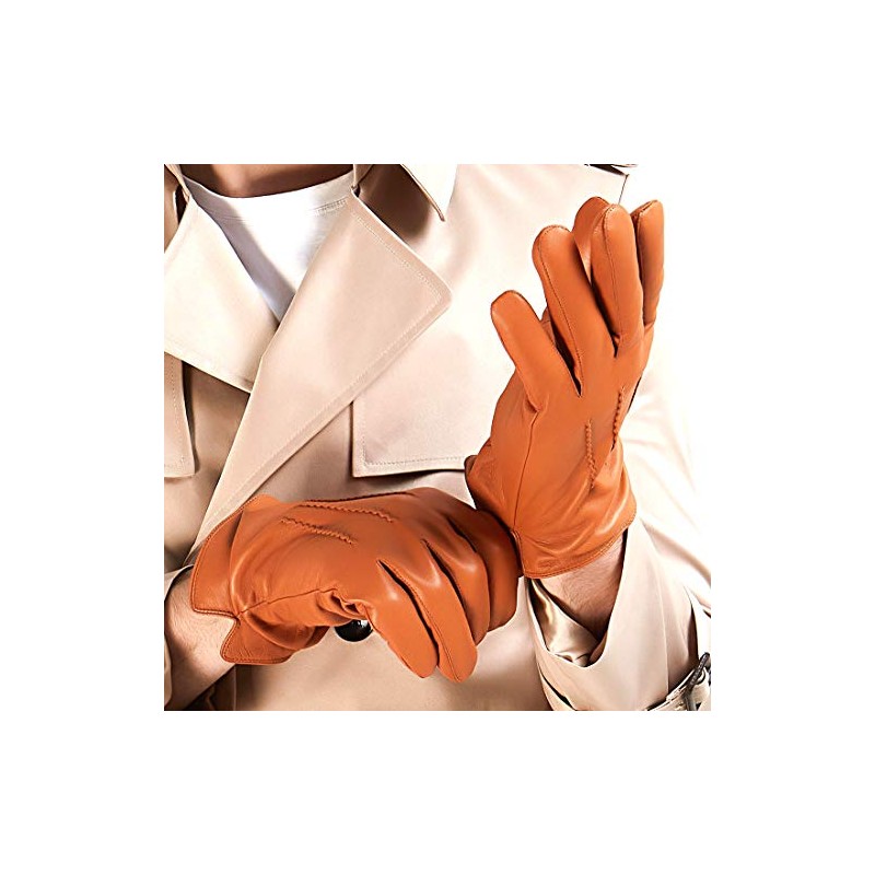 MGGMOKAY Mens Winter Sheepskin Leather Gloves Warm Cashmere Lined Touchscreen