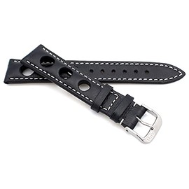 RIOS1931 Sulla Baikal Rallye Vintage Cowhide Leather Watch Strap Handmade in Germany Robust, black, Strap.