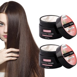 Hair Mask, Natural Coconut Oil Mask, Coconut Moisture Hair Mask, Coconut Bomb Hair Mask, Hair Mask for Damaged Hair, Deep Repair Conditioner, Repair Dry Damaged Hair (2 Pieces)