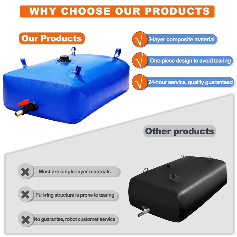 GHOSOONE 760 L/200 Gal Water Bladder Tank, Foldable Portable Water