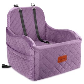 Lealchum Dog Booster Car Seat for Small/Medium Dogs,Puppy Portable Car Bed with Elevated Cushion,Fully Detachable and Washable,2 Storage Pockets,Easy to Install (Purple, Medium)