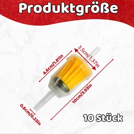 Petrol Filter, Pack of 10, 3.5 x 10 cm, Fuel Filter for Motorcycle, Car and Small Engines, High-Quality Filter for Clean Fuel, Durable Petrol Filter 6 mm