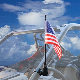 RERPRO UTV - Soporte para poste de bandera, soporte para bandera de Estados Unidos, bandera de barra de rollo de 1.75 a 2 pulgadas con poste y soporte de montaje para Polaris RZR Ranger General Can Am, aleación de aluminio resistente ajustable en 360°, c
