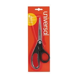 (6 Pack Value Bundle) UNV92009 Economy Scissors, 8" Length, Straight Handle, Stainless Steel, Black