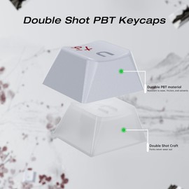 XVX PBT Japanese Keycaps, Shine Through White Keycaps, Plum Blossom Custom Keycap Set 127 Keys, Doubleshot Keycaps, Cherry Profile Keyboard Keycaps for Cherry Gateron MX Switches Mechanical Keyboards