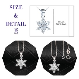 MICGIGI 925 Sterling Silver Snowflower Pendant Necklace for Women, Silver