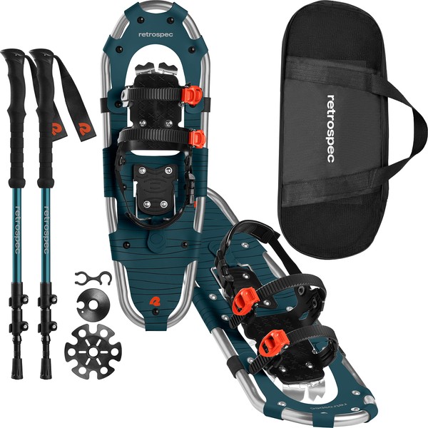 Retrospec Drifter 25/30 Inch Snowshoes & Trekking Poles Bundle for Men & Women, Durable All Terrain with Fully Adjustable Binding and Carry Bag with Lightweight Aluminum Hiking & Walking Sticks