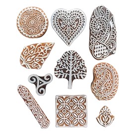 Royal Kraft Assorted Wooden Block Printing Stamps (Set of 10) Bulk01_10B