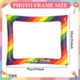 26Pcs Gay Pride Rainbow Party Photo Booth Props 1Pcs Inflatable Rainbow Frame 5 * 65cm Photo Booth Selfie Frame for Gay Pride Rainbow Theme Photo Props Accessories Gay Pride Event Decorations