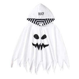 Baby Boy Costume Outfit Ghost Cloak Cape Hooded Poncho (White-ghost,2 T）