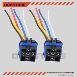 OCESTORE 2 Pack 119-7493 80 Amp SPDT 5-Pin Trim & Tilt Relay Plug Socket Cook Mfg Set 7493 12V DC P/N 14 AWG Hot Wires with Interlocking Relay Socket and Harnesses